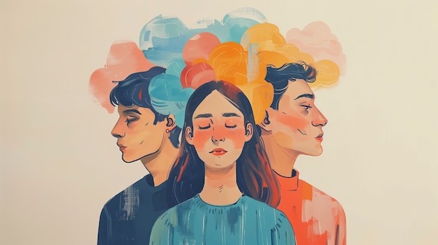 Free Photo digital art style mental health day awareness illustration