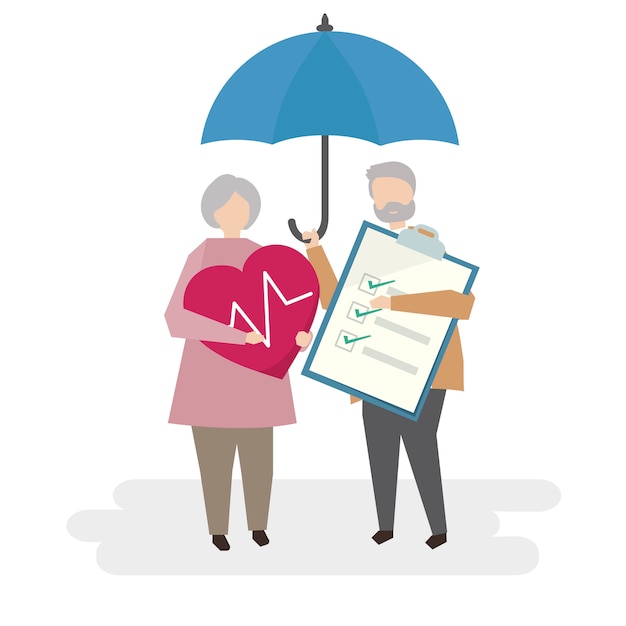 Free Vector illustration of seniors with life insurance