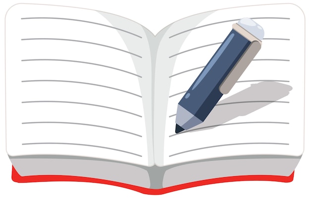 Free Vector open notebook with pen illustration