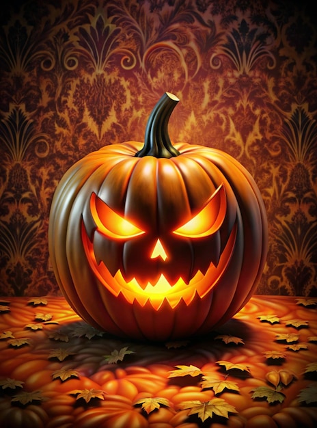 Photo halloween wallpaper with evil pumpkin