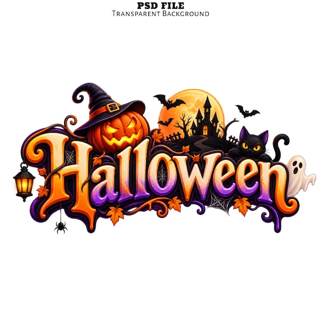PSD halloween celebration with spooky elements illustration